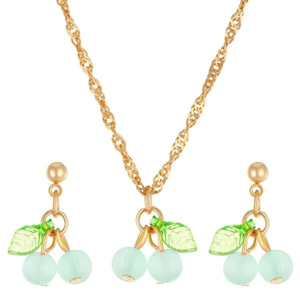 Cherry Light Luxury Minority Design Clavicle Chain Earings Set - Image 3
