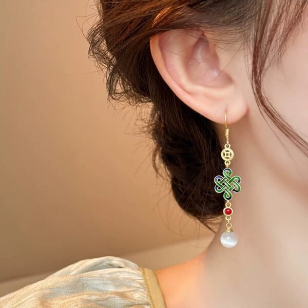 Chinese Knot Tassel Earrings National Style Cheongsam - Image 5