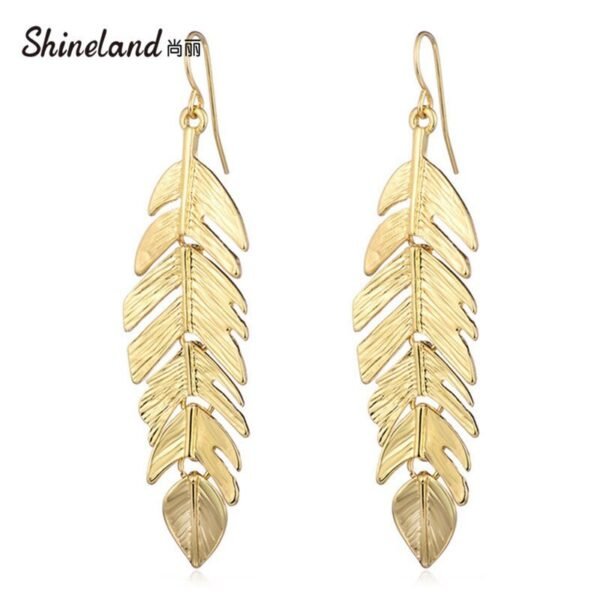 European And American Fashion Simple Tassel Leaf Long Earrings - Image 6