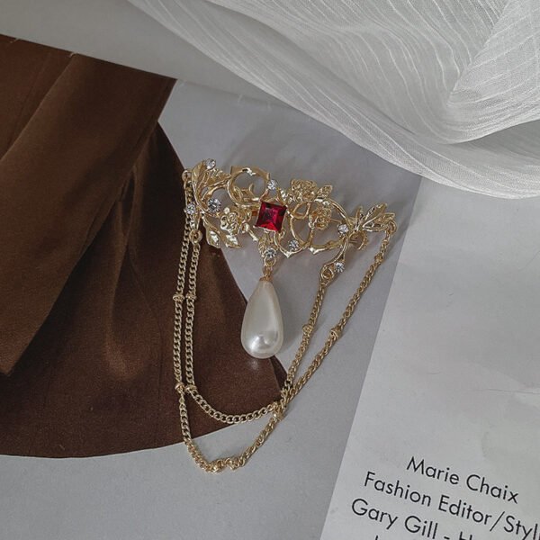 Special-interest Design Chain Tassel Pin Water Drop Pearl Accessories - Image 3