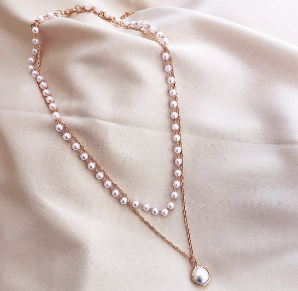 Fashion Simple Chain Beaded Multilayer Necklace Pearl Pendant Necklace Summer Beauty Jewelry - Image 4