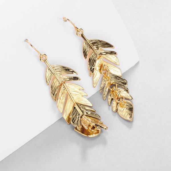 European And American Fashion Simple Tassel Leaf Long Earrings - Image 5