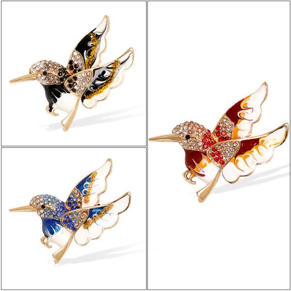 Fashion Women's Colorful Hummingbird Paint Brooch - Image 6