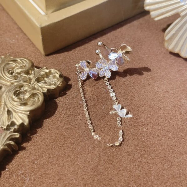 Fashionable Micro-set Zircon Flower Chain Earrings - Image 4