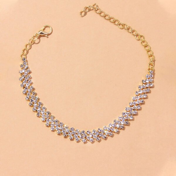 Diamond Shaped Rhinestone Simple Diamond-studded Cross Anklet - Image 3