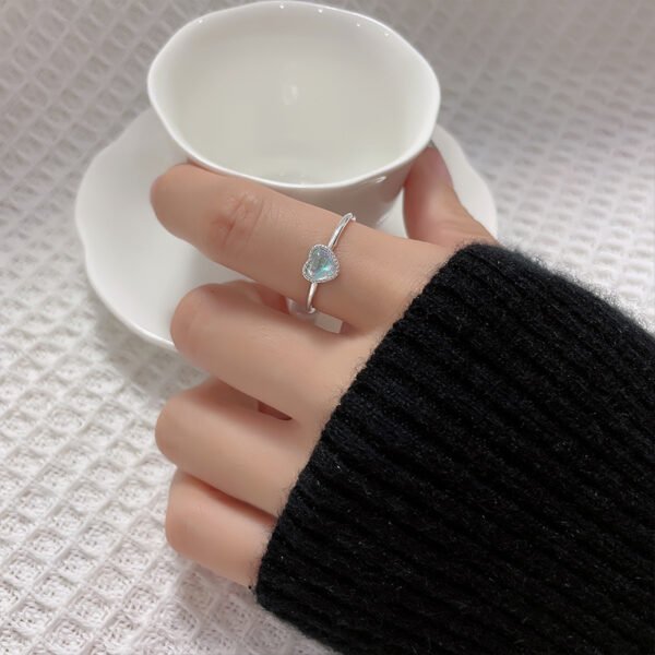 Aurora Moonstone Love Heart-shaped Ring - Image 9