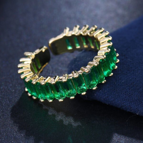 Fashion Emerald Open Zircon Ring Socialite Temperament Party Decorations - Image 10