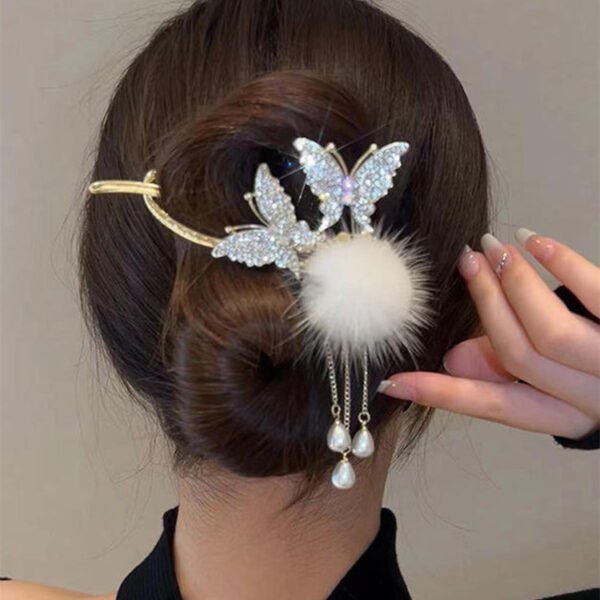 Women's Tassel Rhinestone Butterfly Twist Clip - Image 4