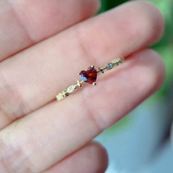Fashion Love Ruby Rhinestone Zircon Ring - Image 7