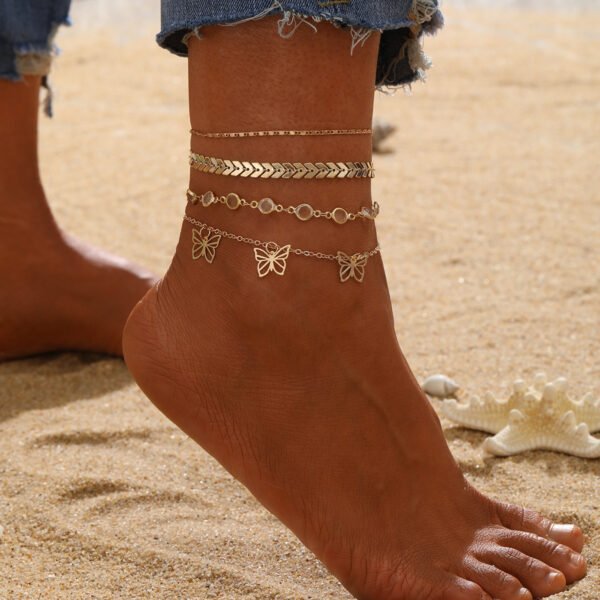 New Round Beads Double Layers Loving Heart Peach Heart Anklet Simple Multi-layer - Image 6