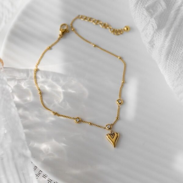 New 18K Gold Love Crystal Anklet Female Ins - Image 3