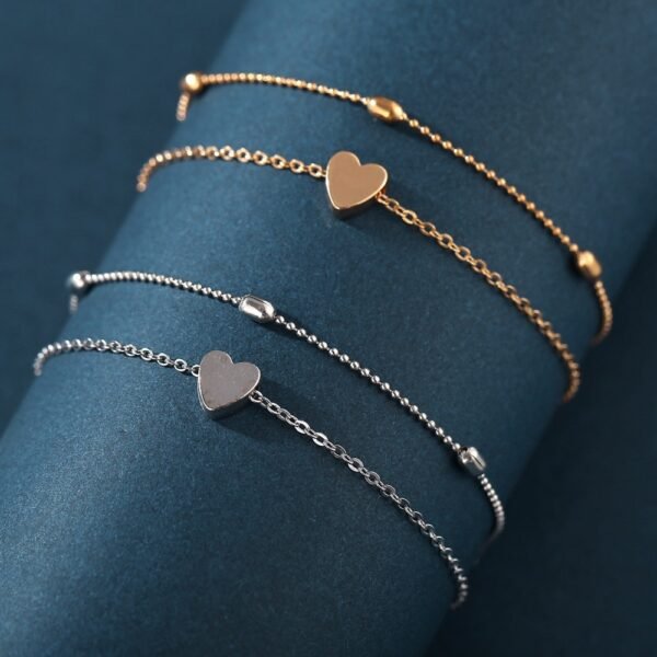 New Round Beads Double Layers Loving Heart Peach Heart Anklet Simple Multi-layer - Image 9