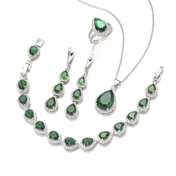 Water Drop Long Necklace Earring Ring Bracelet Ornament Suit - Image 8