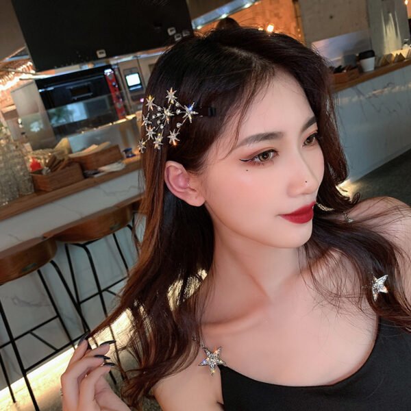 Femininity Rhinestone Star Hairpin Headwear - Image 4