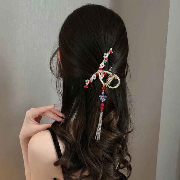 Women's Fashion Tassel Pearl Flower Hair Clip Headpiece - Image 5