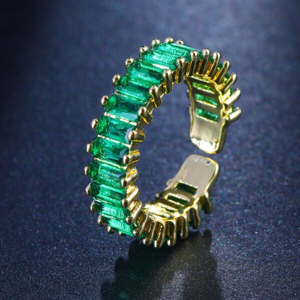 Fashion Emerald Open Zircon Ring Socialite Temperament Party Decorations - Image 5