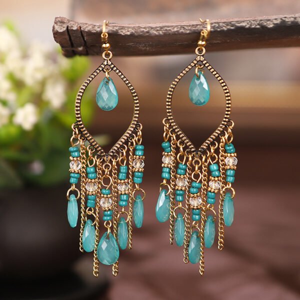 Vintage Water Drop Bohemian Chain Earrings - Image 3