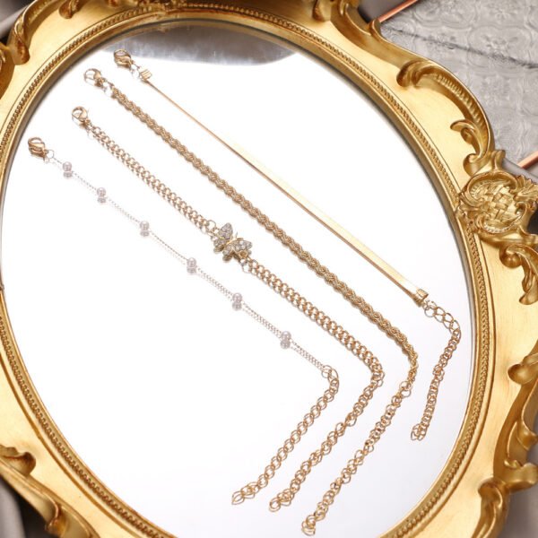 Cross-border Point Diamond Butterfly Diamond Claw Chain 4-piece Set Anklet - Image 3