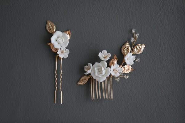 Handmade Beaded Ceramic Flower Hair Accessories - Image 4
