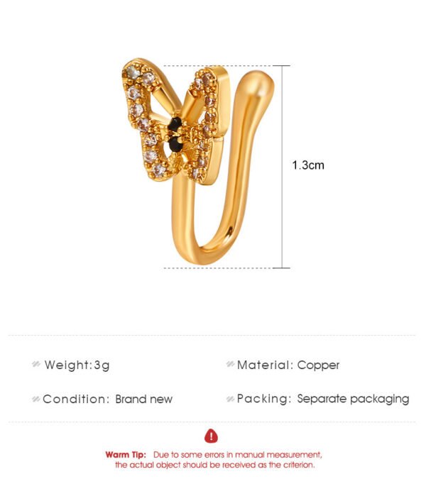 Fashionable Personality U-shaped Fake Nose Ring Diamond Butterfly - Image 6