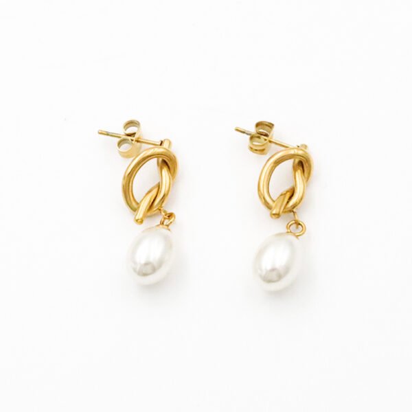 Women's Fashion French Vintage Knotted Pearl Earrings - Image 3