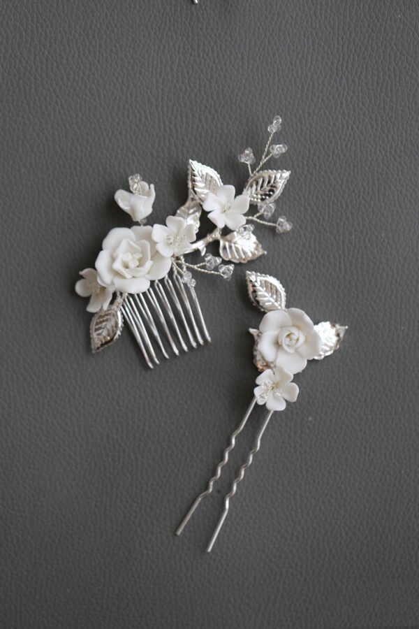Handmade Beaded Ceramic Flower Hair Accessories - Image 2