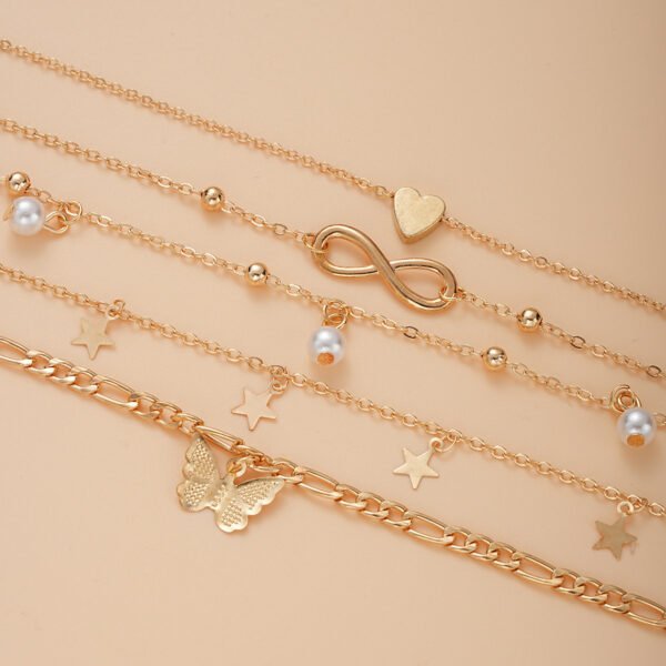 Retro Five Pointed Star Butterfly Feet Chain - Image 2